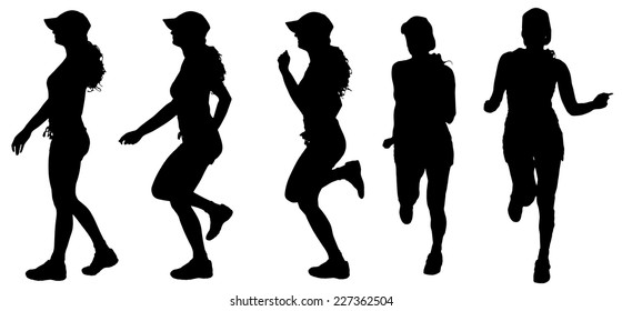 Vector silhouette of the woman who runs.