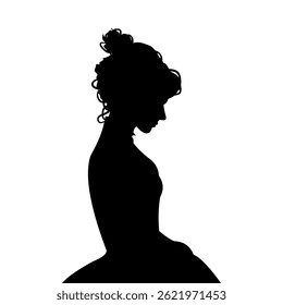 Vector silhouette of a woman who is sad and depressed