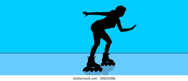 Vector silhouette of a woman who sports.