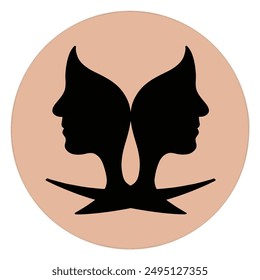 vector silhouette of a woman's face isolated pink background