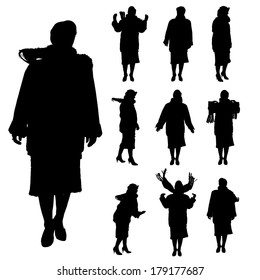 Vector silhouette of  women on a white background.