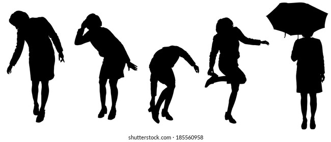Vector silhouette of women on a white background.