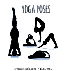 Vector silhouette of a women in yoga poses