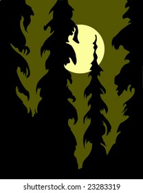 vector silhouette wood on white background