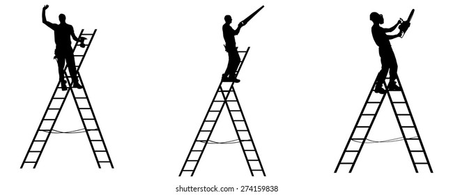 Vector silhouette of a worker on white background.