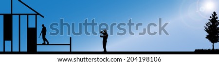 Similar – Image, Stock Photo golfing the sun Joy Sports