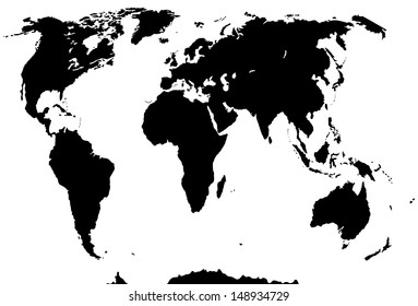 Vector silhouette. World map isolated on white background.