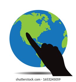 Silueta vectorial del mundo sobre fondo blanco. Símbolo del planeta.
