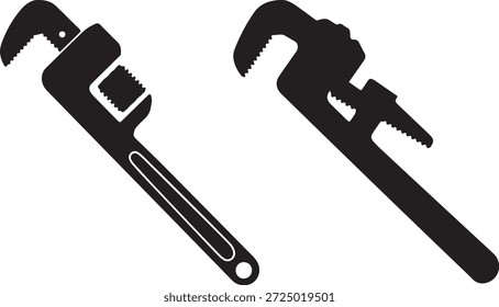 Vektorsilhouette eines Schraubenschlüssels in Schwarz. Einfache Werkzeugform einzeln auf weißem Hintergrund. Perfekt für Reparatur-, Wartungs-, Bau-, Heimwerker-, mechanische und industrielle Designprojekte.