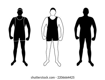 Vector silhouette of a wrestler, figure of a male athlete