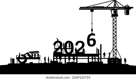 Vector silhouette - Year change from 2025 to 2026 - Structure