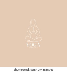 Vector silhouette of yoga woman. Lotus yoga pose - Padmasana. Vector Yoga Pose . Women meditation. Fitness and gym. Sport. Yoga studio logo template