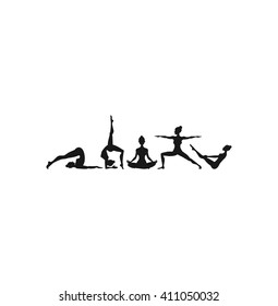 Vector silhouette of yoga woman. Lotus pose - Padmasana. Vector Yoga Pose . Yoga poster. Women yoga  class, center, studio. Meditation padmasana. Yoga padmasana. 