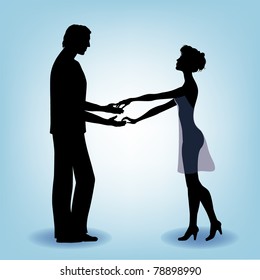 Vector silhouette of the young beautiful couple