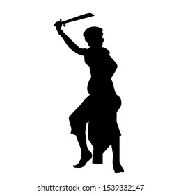 Vector silhouette of Young Boy Traditional Indonesia as a soldier