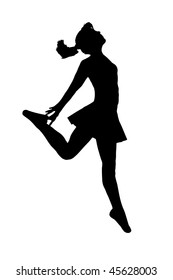 Vector silhouette of young dancing woman
