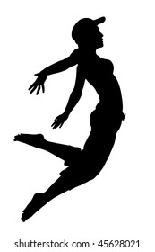 Vector silhouette of young dancing woman