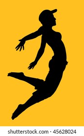 Vector silhouette of young dancing woman