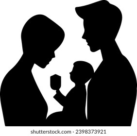Vector Silhouette of Young Family