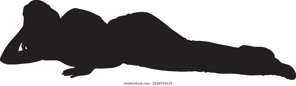  vector silhouette, young girl lying on the floor