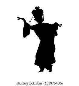 Vector silhouette of Young Girl Traditional West Java, Sunda  Indonesia 
