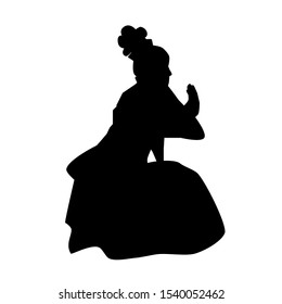 Vector Silhouette of Young Girl Traditional West Java, Sunda  Indonesia 
