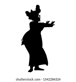 Vector Silhouette of Young Girl Traditional Bali Indonesia 