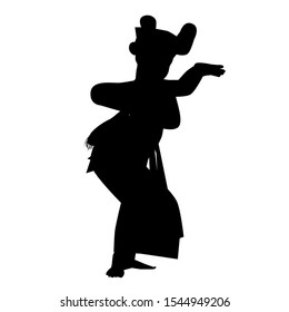 Vector Silhouette of Young Girl Traditional Bali Indonesia Dancer