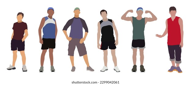Vector silhouette of a young man on a white background. Colored silhouettes. ESP 10.