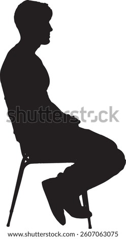 vector; silhouette of a young man sitting on chair