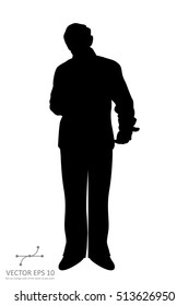 Vector silhouette of a young man in a suit during presentation