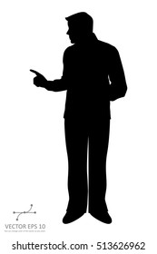 Vector silhouette of a young man in a suit during presentation