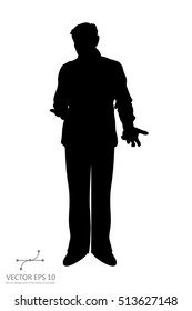 Vector silhouette of a young man in a suit during presentation