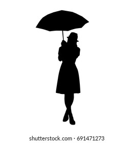 Silhouette Of A Dancing Girl With Umbrella Stock Vectors Images Vector Art Shutterstock