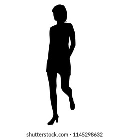 Vector Silhouette Young Woman Walking Business Stock Vector (Royalty ...