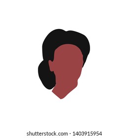 Vector silhouette of a young woman's head