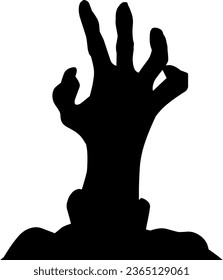 silueta vectorial de una mano zombie levantándose de la tumba