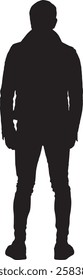 vector; silhouette;back view of cool man standing