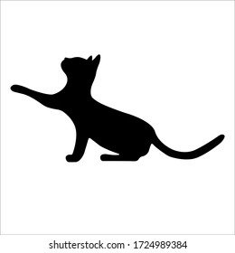 Vector silhouetted cat. The pet is playing. Silhouettes of cats in a playful mood, a kitten asks for attention.