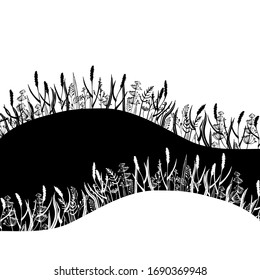 
Campos de silueta vectorial con plantas, hierbas, se pueden utilizar para su diseño, su ilustración, decoración de banners, tarjetas, postales, vitrina, 
diseño de ropa, pegatinas de pared y más.