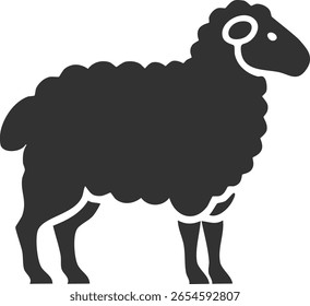 Ilustración de oveja silueteada de Vector en Perfil con cuerno rizado y diseño negro minimalista