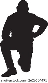  vector silhouette,front view of a  man on knees