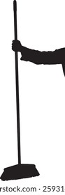 vector; silhouette;hand holding a broom
