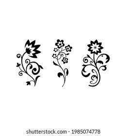 Vector silhouettes of abstract vintage flowers