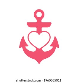 Vector silhouettes of an anchor for a boat traveler in the ocean Isolated on background.