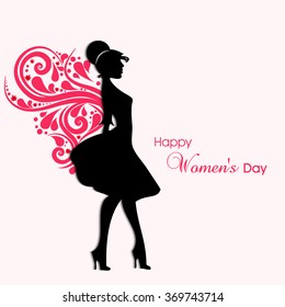 Vector silhouettes of an angel, illustration for women day. 