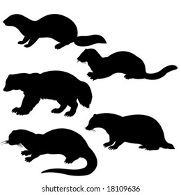 vector silhouettes animal on white background