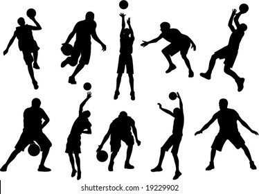 vector silhouettes of basketball player