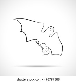 Vector silhouettes of bats with sweet lollipop.