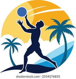 Vector silhouettes of beach volleyball player. Celebrating athleticism and summer fun in bold design illustration